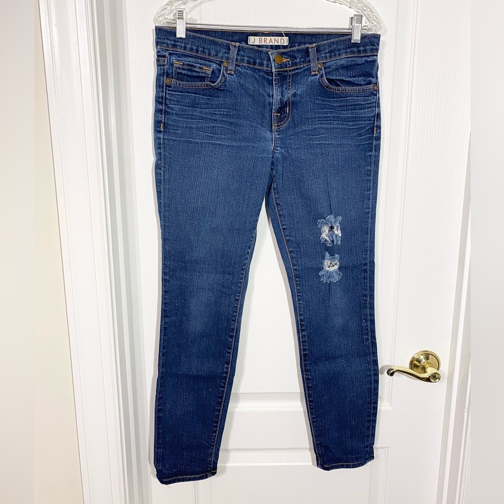 J Brand USA MADE Distressed The Skinny Mid Rise Jeans Size 29